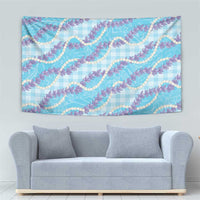 Blue Hawaii Palaka Honohono Pikake Tapestry Hawaiian Orchid Lei Polynesian Pattern - Polynesian Pride