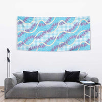 Blue Hawaii Palaka Honohono Pikake Tapestry Hawaiian Orchid Lei Polynesian Pattern - Polynesian Pride