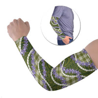 Green Hawaii Palaka Honohono Pikake Arm Sleeves Hawaiian Orchid Lei Polynesian Pattern - Polynesian Pride