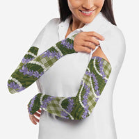 Green Hawaii Palaka Honohono Pikake Arm Sleeves Hawaiian Orchid Lei Polynesian Pattern - Polynesian Pride