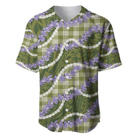 Green Hawaii Palaka Honohono Pikake Baseball Jersey Hawaiian Orchid Lei Polynesian Pattern LT14 Green - Polynesian Pride