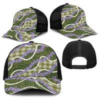 Green Hawaii Palaka Honohono Pikake Baseball Net Cap Hawaiian Orchid Lei Polynesian Pattern LT14 - Polynesian Pride