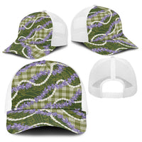 Green Hawaii Palaka Honohono Pikake Baseball Net Cap Hawaiian Orchid Lei Polynesian Pattern LT14 - Polynesian Pride
