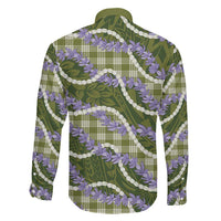 Green Hawaii Palaka Honohono Pikake Family Matching Summer Maxi Dress and Hawaiian Shirt Hawaiian Orchid Lei Polynesian Pattern - Polynesian Pride