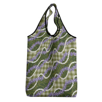 Green Hawaii Palaka Honohono Pikake Grocery Bag Hawaiian Orchid Lei Polynesian Pattern - Polynesian Pride