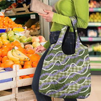 Green Hawaii Palaka Honohono Pikake Grocery Bag Hawaiian Orchid Lei Polynesian Pattern - Polynesian Pride