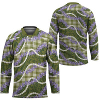 Green Hawaii Palaka Honohono Pikake Hockey Jersey Hawaiian Orchid Lei Polynesian Pattern LT14 - Polynesian Pride