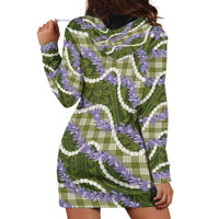 Green Hawaii Palaka Honohono Pikake Hoodie Dress Hawaiian Orchid Lei Polynesian Pattern - Polynesian Pride