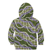 Green Hawaii Palaka Honohono Pikake Kid Hoodie Hawaiian Orchid Lei Polynesian Pattern - Polynesian Pride