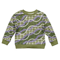 Green Hawaii Palaka Honohono Pikake Kid Ugly Christmas Sweater Hawaiian Orchid Lei Polynesian Pattern - Polynesian Pride