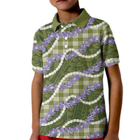 Green Hawaii Palaka Honohono Pikake Kid Polo Shirt Hawaiian Orchid Lei Polynesian Pattern LT14 Kid Green - Polynesian Pride