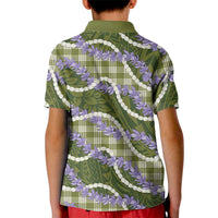 Green Hawaii Palaka Honohono Pikake Kid Polo Shirt Hawaiian Orchid Lei Polynesian Pattern LT14 - Polynesian Pride