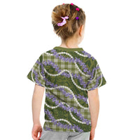 Green Hawaii Palaka Honohono Pikake Kid T Shirt Hawaiian Orchid Lei Polynesian Pattern LT14 - Polynesian Pride