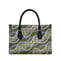 Green Hawaii Palaka Honohono Pikake Leather Bag Hawaiian Orchid Lei Polynesian Pattern - Polynesian Pride