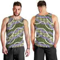 Green Hawaii Palaka Honohono Pikake Men Tank Top Hawaiian Orchid Lei Polynesian Pattern - Polynesian Pride