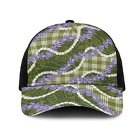 Green Hawaii Palaka Honohono Pikake Mesh Trucker Cap Hawaiian Orchid Lei Polynesian Pattern LT14 One Size Black Green - Polynesian Pride