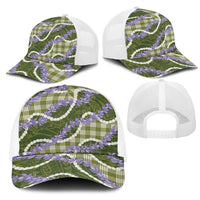 Green Hawaii Palaka Honohono Pikake Mesh Trucker Cap Hawaiian Orchid Lei Polynesian Pattern LT14 - Polynesian Pride