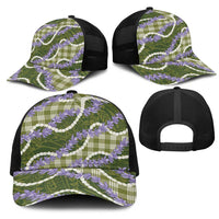 Green Hawaii Palaka Honohono Pikake Mesh Trucker Cap Hawaiian Orchid Lei Polynesian Pattern LT14 - Polynesian Pride