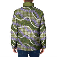 Green Hawaii Palaka Honohono Pikake Padded Jacket Hawaiian Orchid Lei Polynesian Pattern - Polynesian Pride