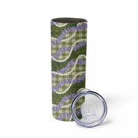 Green Hawaii Palaka Honohono Pikake Skinny Tumbler Hawaiian Orchid Lei Polynesian Pattern - Polynesian Pride