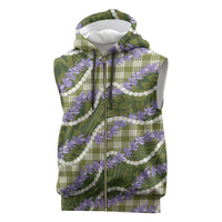 Green Hawaii Palaka Honohono Pikake Sleeveless Zip Hoodie Hawaiian Orchid Lei Polynesian Pattern LT14 Green - Polynesian Pride