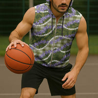 Green Hawaii Palaka Honohono Pikake Sleeveless Zip Hoodie Hawaiian Orchid Lei Polynesian Pattern - Polynesian Pride