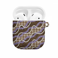 Brown Hawaii Palaka Honohono Pikake AirPods Case Hawaiian Orchid Lei Polynesian Pattern LT14 Brown - Polynesian Pride