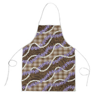 Brown Hawaii Palaka Honohono Pikake Apron Hawaiian Orchid Lei Polynesian Pattern - Polynesian Pride