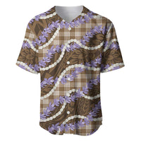Brown Hawaii Palaka Honohono Pikake Baseball Jersey Hawaiian Orchid Lei Polynesian Pattern LT14 Brown - Polynesian Pride