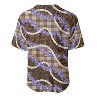 Brown Hawaii Palaka Honohono Pikake Baseball Jersey Hawaiian Orchid Lei Polynesian Pattern LT14 - Polynesian Pride