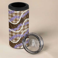 Brown Hawaii Palaka Honohono Pikake 4 in 1 Can Cooler Tumbler Hawaiian Orchid Lei Polynesian Pattern - Polynesian Pride