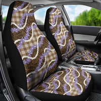 Brown Hawaii Palaka Honohono Pikake Car Seat Cover Hawaiian Orchid Lei Polynesian Pattern - Polynesian Pride