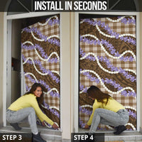 Brown Hawaii Palaka Honohono Pikake Door Cover Hawaiian Orchid Lei Polynesian Pattern - Polynesian Pride