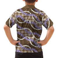 Brown Hawaii Palaka Honohono Pikake Family Matching Mermaid Dress and Hawaiian Shirt Hawaiian Orchid Lei Polynesian Pattern - Polynesian Pride