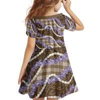 Brown Hawaii Palaka Honohono Pikake Family Matching Off The Shoulder Long Sleeve Dress and Hawaiian Shirt Hawaiian Orchid Lei Polynesian Pattern - Polynesian Pride