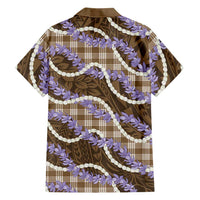 Brown Hawaii Palaka Honohono Pikake Family Matching Puletasi and Hawaiian Shirt Hawaiian Orchid Lei Polynesian Pattern - Polynesian Pride