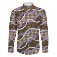 Brown Hawaii Palaka Honohono Pikake Family Matching Puletasi and Hawaiian Shirt Hawaiian Orchid Lei Polynesian Pattern - Polynesian Pride