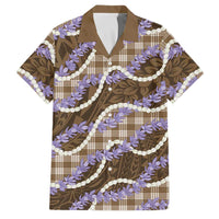Brown Hawaii Palaka Honohono Pikake Family Matching Tank Maxi Dress and Hawaiian Shirt Hawaiian Orchid Lei Polynesian Pattern - Polynesian Pride