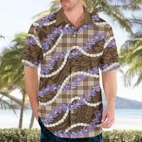 Brown Hawaii Palaka Honohono Pikake Hawaiian Shirt Hawaiian Orchid Lei Polynesian Pattern LT14 - Polynesian Pride