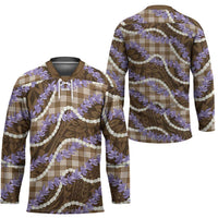 Brown Hawaii Palaka Honohono Pikake Hockey Jersey Hawaiian Orchid Lei Polynesian Pattern - Polynesian Pride
