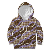 Brown Hawaii Palaka Honohono Pikake Kid Hoodie Hawaiian Orchid Lei Polynesian Pattern - Polynesian Pride