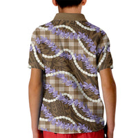 Brown Hawaii Palaka Honohono Pikake Kid Polo Shirt Hawaiian Orchid Lei Polynesian Pattern LT14 - Polynesian Pride