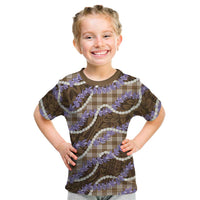 Brown Hawaii Palaka Honohono Pikake Kid T Shirt Hawaiian Orchid Lei Polynesian Pattern LT14 Brown - Polynesian Pride