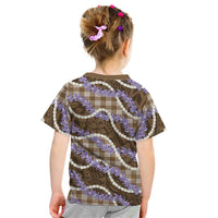 Brown Hawaii Palaka Honohono Pikake Kid T Shirt Hawaiian Orchid Lei Polynesian Pattern LT14 - Polynesian Pride