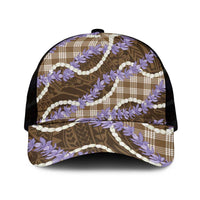Brown Hawaii Palaka Honohono Pikake Mesh Trucker Cap Hawaiian Orchid Lei Polynesian Pattern LT14 One Size Black Brown - Polynesian Pride