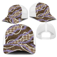 Brown Hawaii Palaka Honohono Pikake Mesh Trucker Cap Hawaiian Orchid Lei Polynesian Pattern LT14 - Polynesian Pride