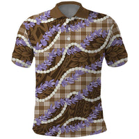 Brown Hawaii Palaka Honohono Pikake Polo Shirt Hawaiian Orchid Lei Polynesian Pattern - Polynesian Pride