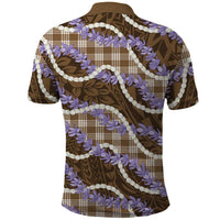 Brown Hawaii Palaka Honohono Pikake Polo Shirt Hawaiian Orchid Lei Polynesian Pattern LT14 - Polynesian Pride