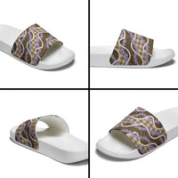Brown Hawaii Palaka Honohono Pikake Slide Sandals Hawaiian Orchid Lei Polynesian Pattern - Polynesian Pride