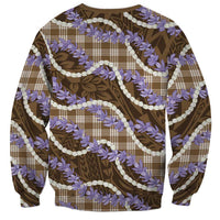 Brown Hawaii Palaka Honohono Pikake Sweatshirt Hawaiian Orchid Lei Polynesian Pattern - Polynesian Pride